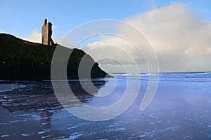 Blue ballybunion beach castle and sea