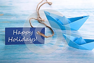 Blue Banner with Happy Holidays