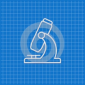 Blue banner with microscope icon