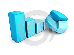 Blue bar and pie chart business graph