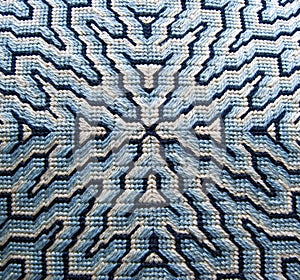 Blue Bargello Needlepoint Pillow Detail