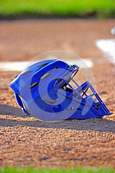 Blue baseball catchers mask