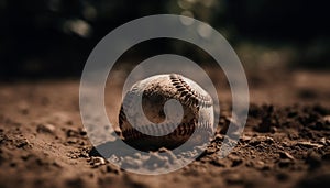 Blue baseball glove hits success on dirt outfield in summer generated by AI