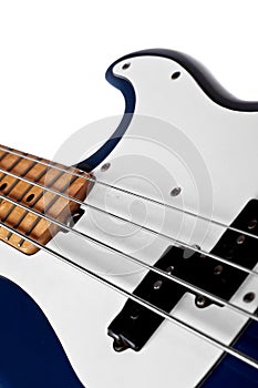 Blue bass guitar close up