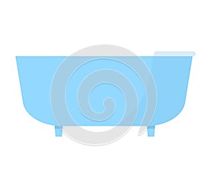 Blue bathtub isolated on white background. Simple bathroom fixture design element. Home interior and cleanliness symbol