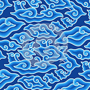 Blue Batik Megamendung Vector Pattern