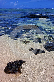 Blue bay foam footstep indian ocean some deus cocos in mauriti photo