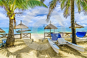 Blue Bay, public beach at Mauritius island, Africa