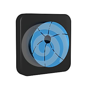 Blue Beach ball icon isolated on transparent background. Black square button.