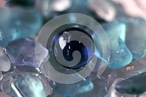 blue bead on the glass