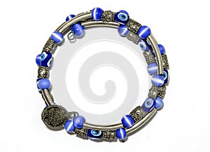 Blue Bead and Silver Bracelet