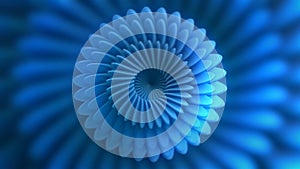 Blue beautiful optical illusion. Motion. Abstract background in the form of a swirling spiral similar to a flower with