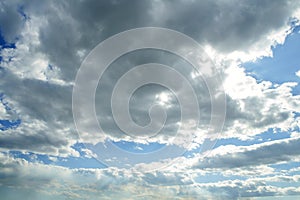 Blue beautiful sky with white clouds in sunny day