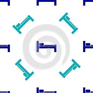 Blue Bed icon isolated seamless pattern on white background.  Vector Illustration