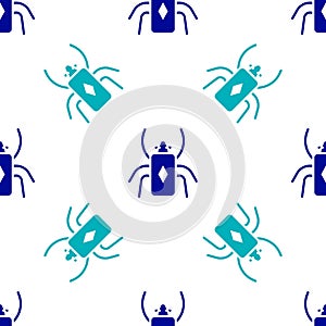 Blue Beetle bug icon isolated seamless pattern on white background. Vector