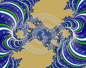 Blue beige fractal, abstract flowery spiral shapes, background