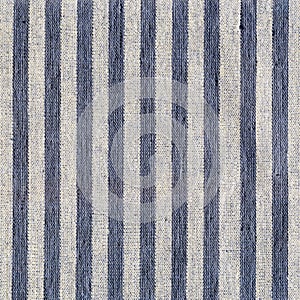 Blue, beige, gray stripe pattern on linen fabric