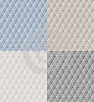 Blue beige, gray, white polygonal triangles simple abstract geometric seamless pattern set in neutral colors, vector