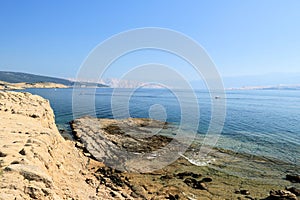 Blue and beige nature in Lopar on the island Rab in Croatia