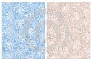 Blue, Beige and White Abstract Geometric Seamless Patterns.