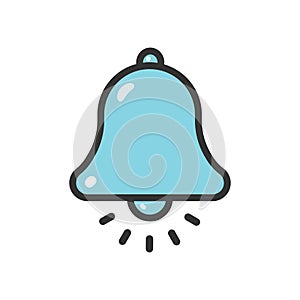 Blue bell ringtone notification icon isolated flat style design