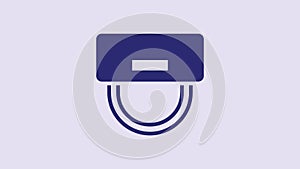 Blue Bellboy hat icon isolated on purple background. Hotel resort service symbol. 4K Video motion graphic animation