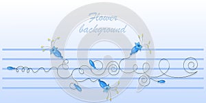 Blue bells. Horizontal background.Vector flowers bells on the stem. Bouquet of wild flowers. Flower