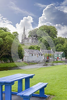 Blue bench at castletownroche park