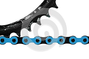 Blue bicycle chain