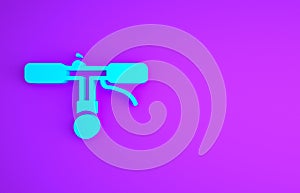 Blue Bicycle handlebar icon isolated on purple background. Minimalism concept. 3d illustration 3D render