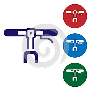 Blue Bicycle handlebar icon isolated on white background. Set icons in color square buttons. Vector