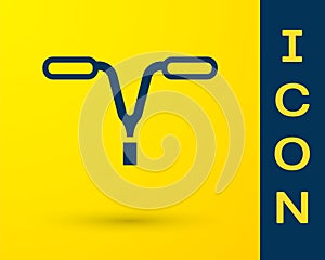 Blue Bicycle handlebar icon isolated on yellow background. Vector