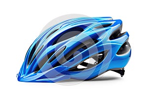 blue bicycle helmet isolated from white background