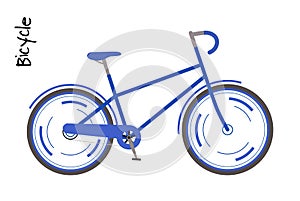 Blue bicycle. Man bike Vector illustration in modern