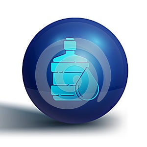 Blue Big bottle with clean water icon isolated on white background. Plastic container for the cooler. Blue circle button