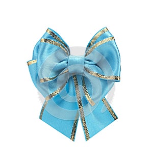 Blue big bow on a white background
