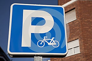 Blue Bike Parking Sign