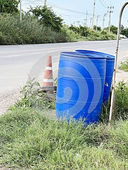 Blue bin in country Thailand