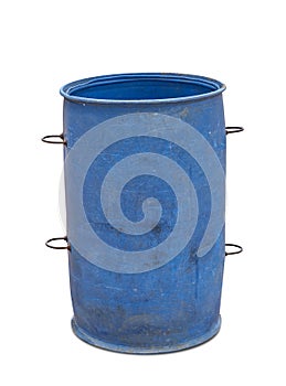 Blue bin isolated on white background. Clipping path