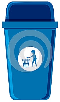 A blue bin on white background