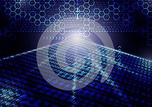 Blue binary code abstract background vector illustration