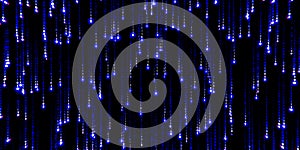Blue binary code on black background, digital data stream, futuristic technology, abstract cyber pattern, computer matrix effect