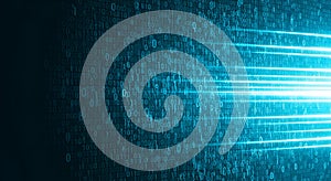 Blue Binary Code with Bright Light Streaks digital