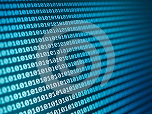 Blue binary code on computer screen texture