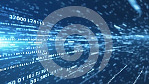 Blue Binary Code Data in Motion