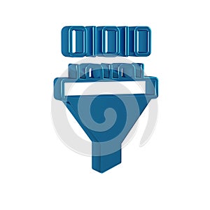 Blue Binary code icon isolated on transparent background.