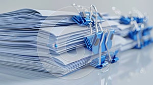 The blue binder clips papers.AI generated image