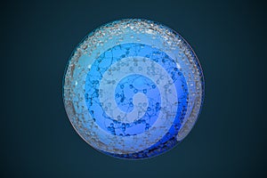 Blue biology grid with connect constrains, 3d rendering
