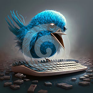 Blue bird angry with negative tweets. Generative AI