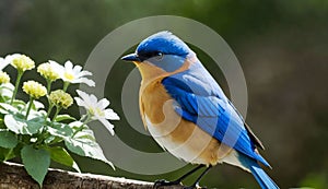blue bird on the branch wood